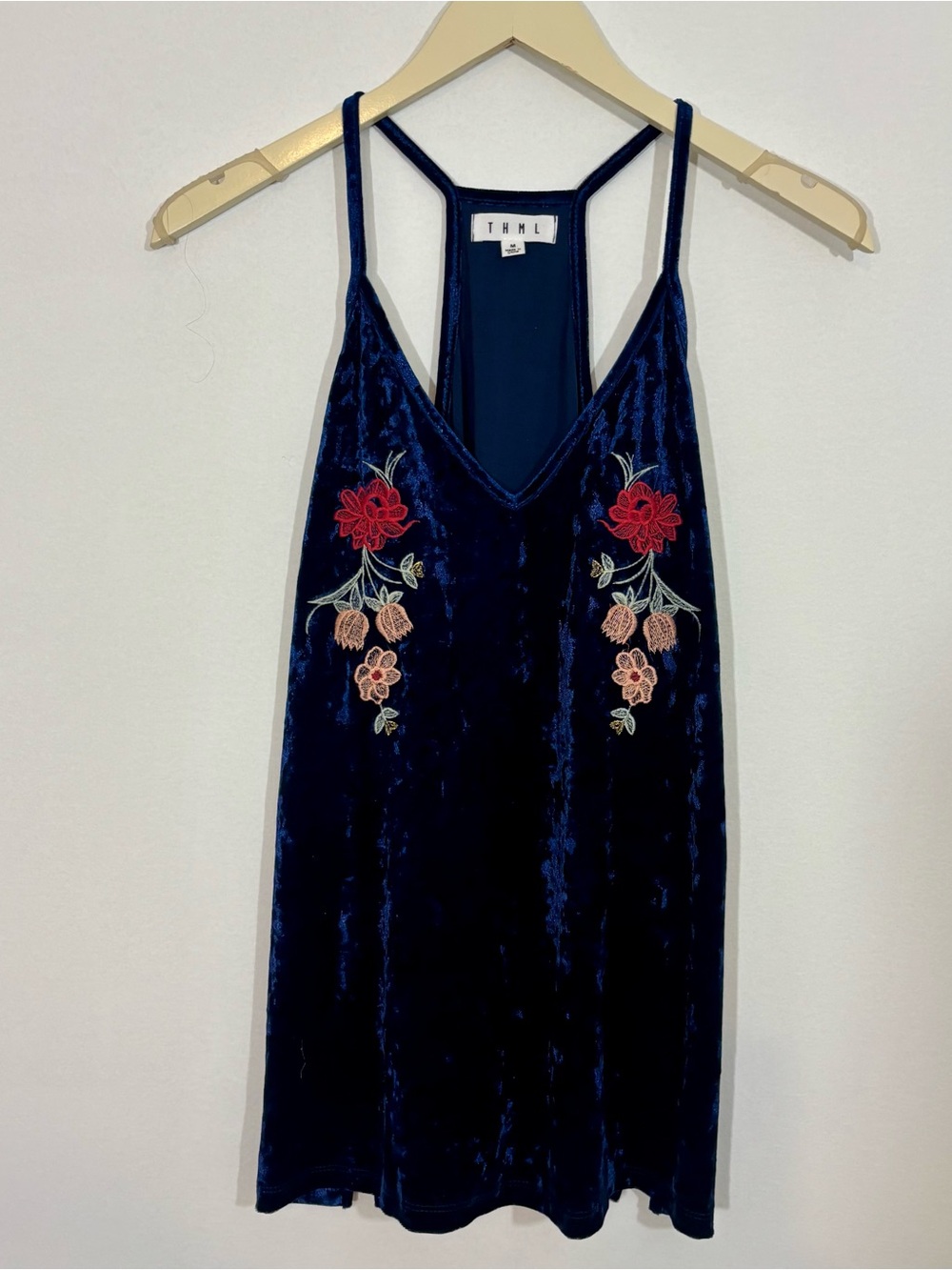 THML Rich Navy Multi Embroidered Floral Cami Sz M